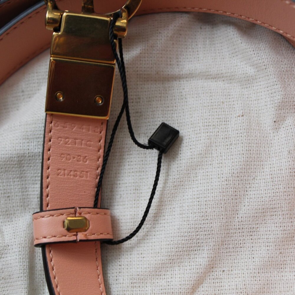 NWT Gucci GG Supreme Monogram Marmont GG Thin Belt 90 36 Reversible Pink 659418 - Picture 8 of 8